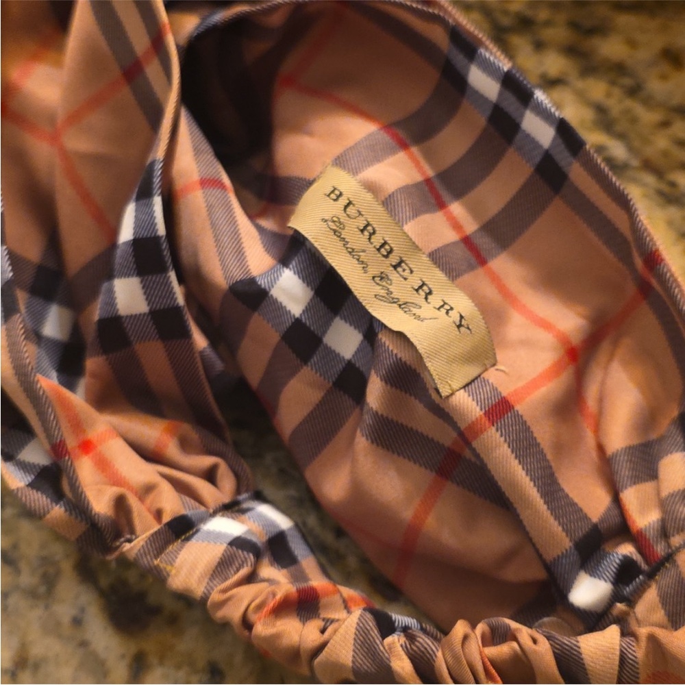 Burberry Checkered Hair Accessory in Brown and Red